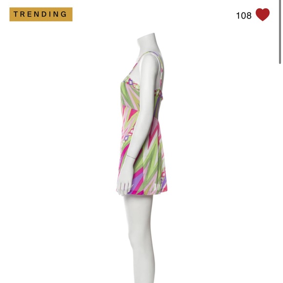 Emilio Pucci Mini Dress/ Pink and Green Striped Sundress - Picture 2 of 7